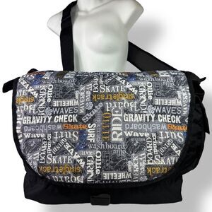 L.L. Bean Messenger Shoulder Flap Crossbody Bag Graffiti Skateboard Surfer Surf